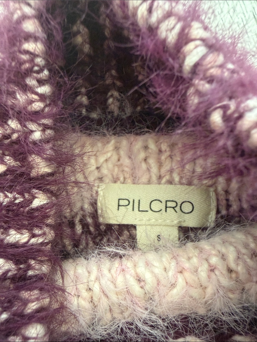 Pilcro Pink and Plum Striped Short-Sleeve Turtleneck Sweater - Picture 2 of 3